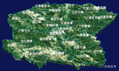 echarts沈阳市新民市geoJson地图3d地图自定义贴图-绿色地面